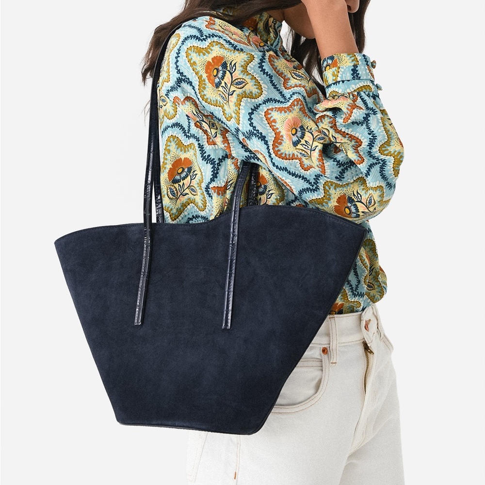 Little Liffner Blue Navy Small Suede Tulip Bag Purse